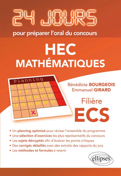 Math�matiques 24 jours pour pr�parer l�oral du concours HEC - Fili�re ECS