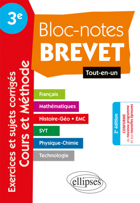 Bloc Notes Troisieme Special Brevet Tout En Un Toutes Matieres Francais Histoire Geographie Mathematiques Sciences Physique Chimie Svt Et Technologie Nouvelle Edition Mise A Jour Conforme Aux Nouveaux Programmes Et Aux