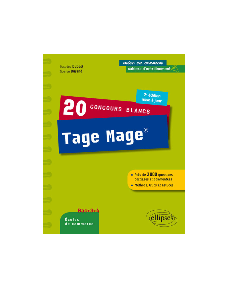20 concours blancs Tage Mage® - Méthode, trucs et astuces - 2e édition mise à jour