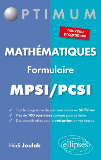 Formulaire mathématiques - MPSI/PCSI (nouveau programme)