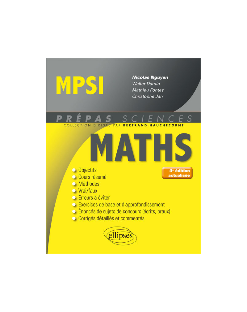 Mathématiques MPSI - 4e édition actualisée