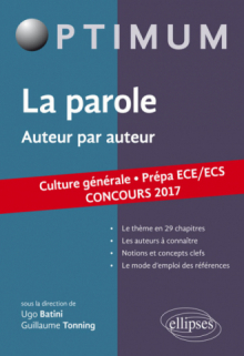 La parole. Auteur par auteur. Culture générale. Prépas ECE/ECS. Concours 2017