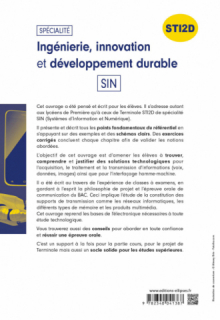 Spécialité Ingénierie, innovation et développement durable - SIN - Terminale STI2D - Nouveaux programmes