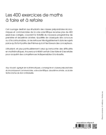 Les 400 exercices de maths à faire et à refaire pour réussir les concours d’entrée aux écoles de commerce - ECS 1re et 2e années