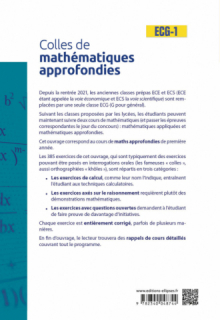 Colles de Mathématiques approfondies - ECG-1 - Nouveaux programmes