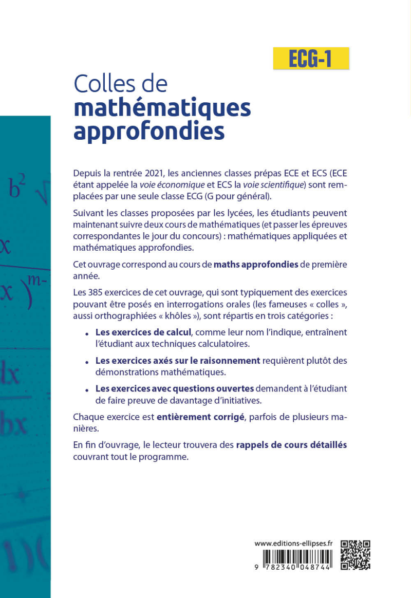 Cpge - Ecg - Mathématiques Approfondies + Hgg