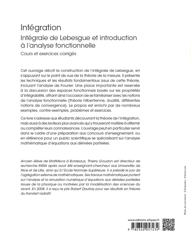 Intégration Intégrale de Lebesgue et introduction à l’analyse — free download