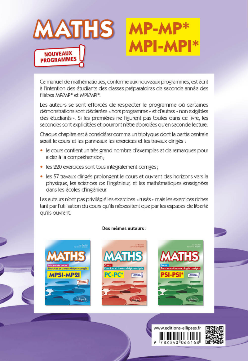 Maths, cours, exercices et travaux dirigés corrigés - MP/MP* MPI/MPI ...