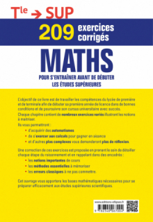 209 exercices corrigés de Maths - Terminale —> SUP - Pour s'entraîner avant de débuter les études supérieures