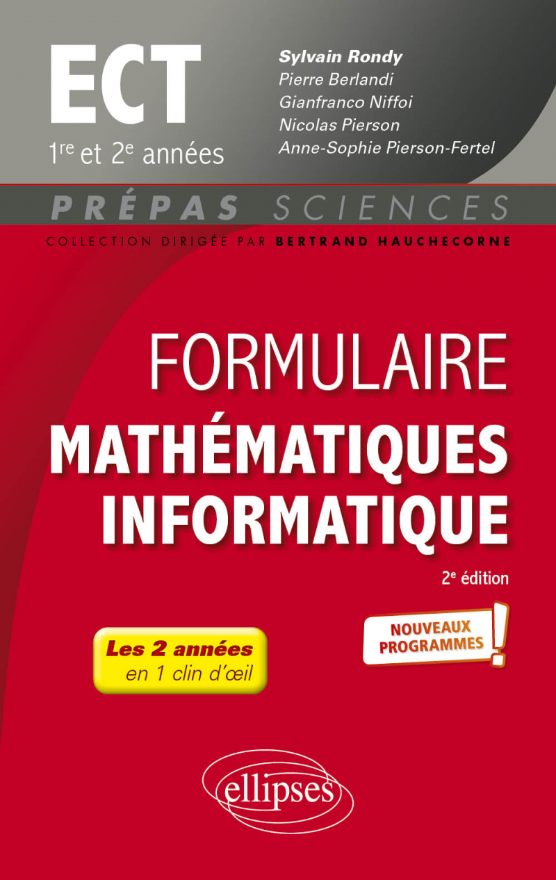 Formulaire Mathématiques - Informatique - ECT 1re et 2e années - Programme 2022 - 2e édition