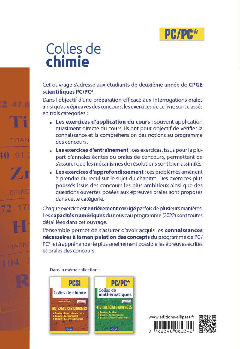 Colles de Chimie PC/PC* Programme 2022 190 exercices corrigés — free download
