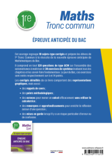 Maths Tronc commun - Première - 10 sujets-type corrigés de l’épreuve anticipée du Bac