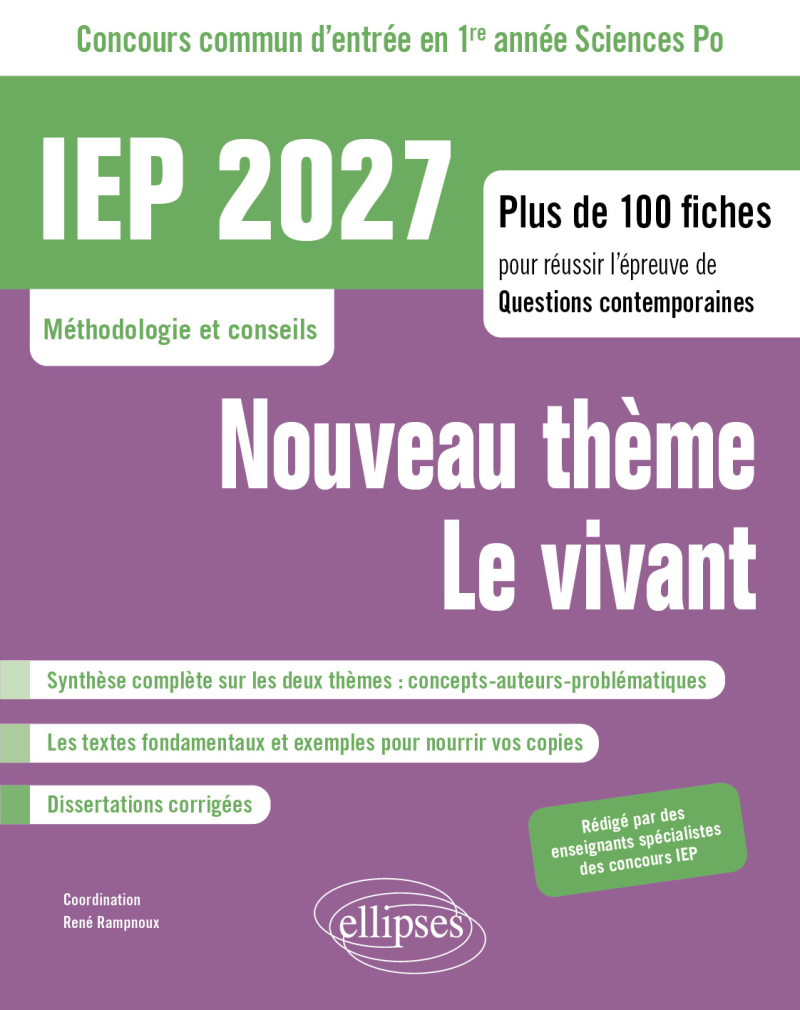 Concours commun IEP 2027 - Plus de 100 fiches pour réussir l'épreuve de questions contemporaines - Nouveau thème/Le vivant - édition 2027