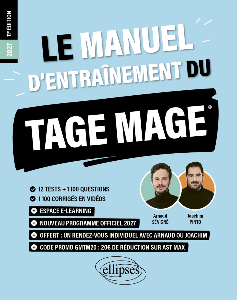 Le Manuel d’Entraînement du TAGE MAGE - 12 tests blancs + 1100 questions + 1100 vidéos - 11e édition - édition 2027
