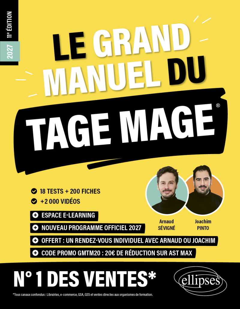 Le Grand Manuel du TAGE MAGE – N°1 DES VENTES - 18 tests blancs + 200 fiches de cours + 2000 vidéo - 11e édition - édition 2027