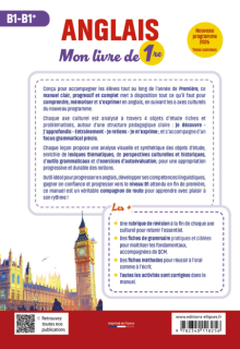Anglais. Mon livre de Première (1re) - Nouveau programme 2026 - Tronc commun (B1-B1+)