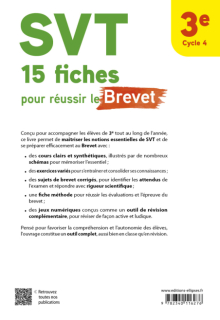 SVT 15 fiches pour réussir le Brevet. 3e. Cycle 4